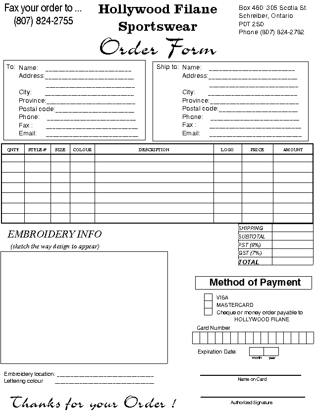 order form design